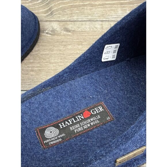 Haflinger Flair Men’s Sz EU 48 Navy Blue Wool Felt Slip On Slippers NWOT main image 5
